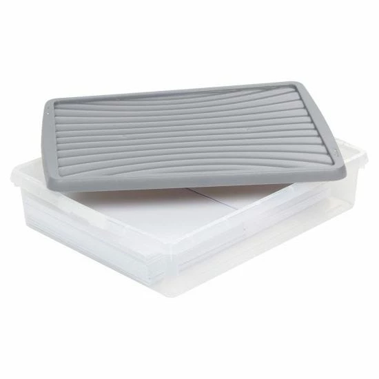 Wham Plastic Storage Box 14.75 Litre Pack Of 3 Clear With Grey Lid 4 Wham Plastic Storage Box 14.75 Litre Pack Of 3 Clear With Grey Lid - Image 2