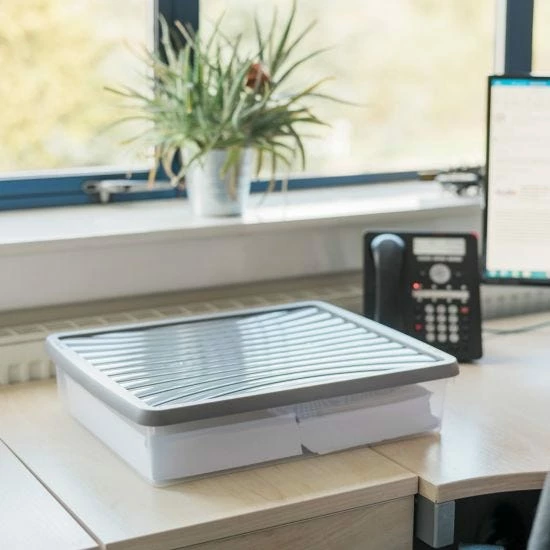 Wham Plastic Storage Box 14.75 Litre Pack Of 3 Clear With Grey Lid 6 Wham Plastic Storage Box 14.75 Litre Pack Of 3 Clear With Grey Lid - Image 4