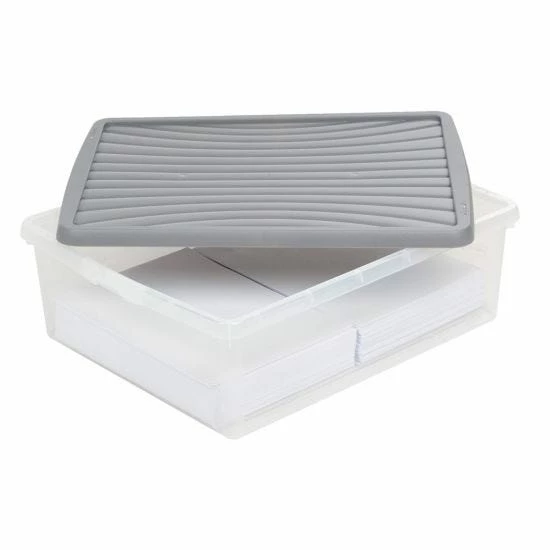 Wham Plastic Storage Boxes 23.5 Litre Pack Of 3 Clear With Grey Lid 4 Wham Plastic Storage Boxes 23.5 Litre Pack Of 3 Clear With Grey Lid - Image 2