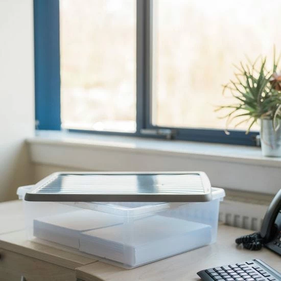 Wham Plastic Storage Boxes 23.5 Litre Pack Of 3 Clear With Grey Lid 7 Wham Plastic Storage Boxes 23.5 Litre Pack Of 3 Clear With Grey Lid - Image 5