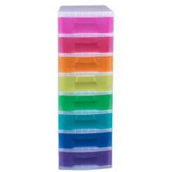 Really Useful Storage Drawer Unit Clear/Rainbow 8x7 Litre -office furniture shop 0161208613 2 1