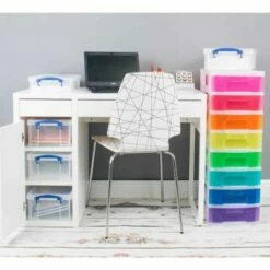 Really Useful Storage Drawer Unit Clear/Rainbow 8x7 Litre -office furniture shop 0161208613 3 1