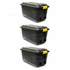 Strata Heavy Duty Storage Box With Wheels 75 Litre Pack Of 3