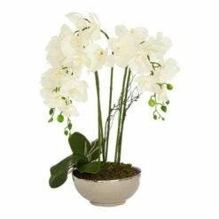 Interiors By PH Faux Orchid Plant In Ceramic Bowl