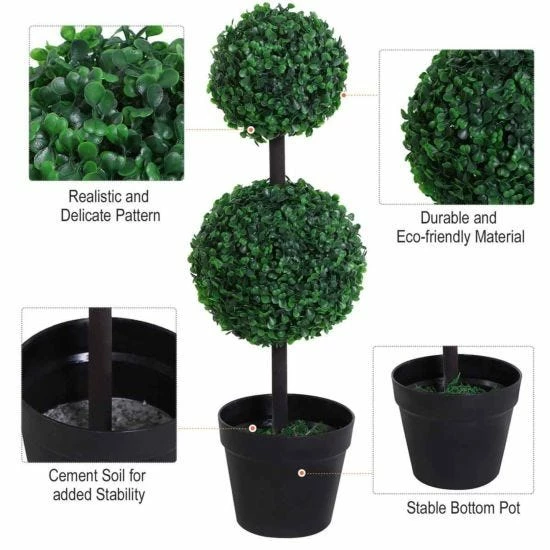 Set Of 2 Artificial Boxwood Ball Trees 67cm 4 Set Of 2 Artificial Boxwood Ball Trees 67cm - Image 2