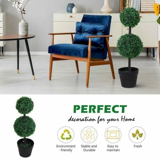 Set Of 2 Artificial Boxwood Ball Trees 67cm 7 Set Of 2 Artificial Boxwood Ball Trees 67cm - Image 5