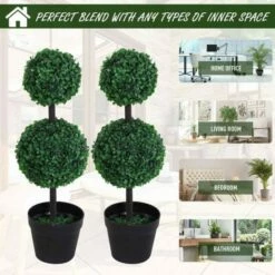 Set Of 2 Artificial Boxwood Ball Trees 67cm 15 Set Of 2 Artificial Boxwood Ball Trees 67cm -office furniture shop 0909070046 5