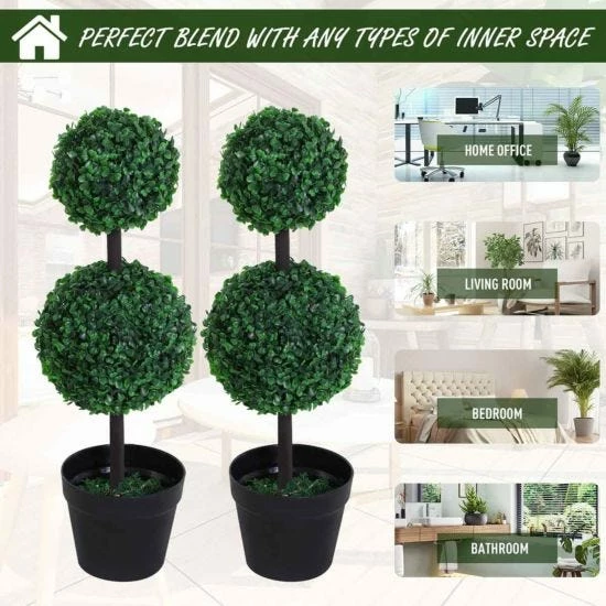 Set Of 2 Artificial Boxwood Ball Trees 67cm 8 Set Of 2 Artificial Boxwood Ball Trees 67cm - Image 6