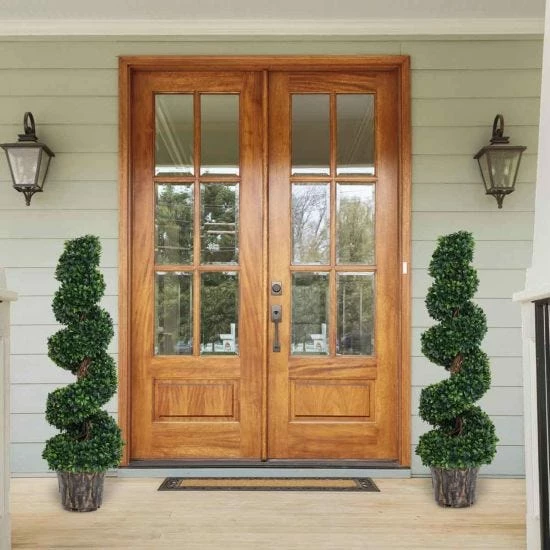 Set Of 2 Artificial Boxwood Spiral Trees 120cm 2 Set Of 2 Artificial Boxwood Spiral Trees 120cm