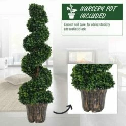Set Of 2 Artificial Boxwood Spiral Trees 120cm 13 Set Of 2 Artificial Boxwood Spiral Trees 120cm -office furniture shop 0909070047 4
