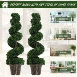 Set Of 2 Artificial Boxwood Spiral Trees 120cm 14 Set Of 2 Artificial Boxwood Spiral Trees 120cm -office furniture shop 0909070047 5