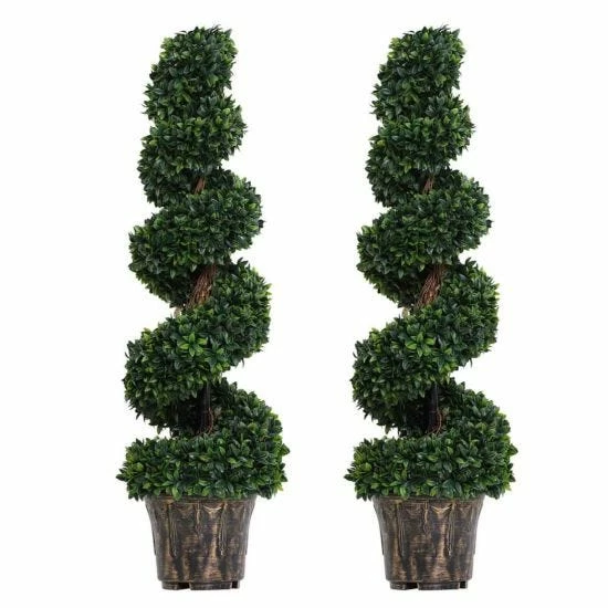 Set Of 2 Artificial Boxwood Spiral Trees 120cm 9 Set Of 2 Artificial Boxwood Spiral Trees 120cm - Image 8