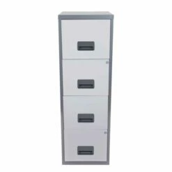 Pierre Henry A4 4 Drawer Maxi Filing Cabinet Silver And White