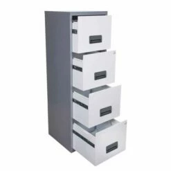 Pierre Henry A4 4 Drawer Maxi Filing Cabinet Silver And White -office furniture shop 1010090002 3