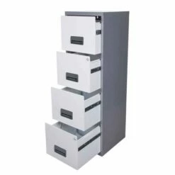 Pierre Henry A4 4 Drawer Maxi Filing Cabinet Silver And White -office furniture shop 1010090002 4