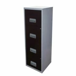 Pierre Henry 4 Drawers Maxi Filing Cabinet Silver And Black -office furniture shop 1010090003 2