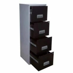 Pierre Henry 4 Drawers Maxi Filing Cabinet Silver And Black -office furniture shop 1010090003 3