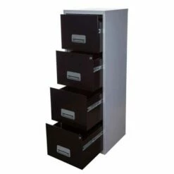 Pierre Henry 4 Drawers Maxi Filing Cabinet Silver And Black -office furniture shop 1010090003 4