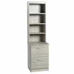 R White 2 Drawer Filing Cabinet With Overshelving -office furniture shop 1020800107