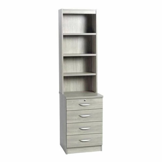 R White Pedestal Unit 4 Drawer Unit With Overshelving 5 R White Pedestal Unit 4 Drawer Unit With Overshelving - Image 3