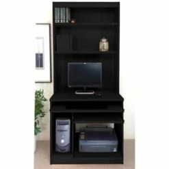R White Computer Desk Work Station With Overshelving -office furniture shop 1020800172 1