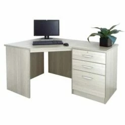 R White Home Office Corner Desk With Three Drawers -office furniture shop 1020800226