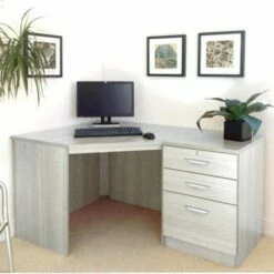 R White Home Office Corner Desk With Three Drawers -office furniture shop 1020800226 1
