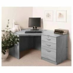 R White Home Office Corner Desk With Three Drawers -office furniture shop 1020800226 3
