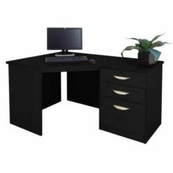 R White Home Office Corner Desk With Three Drawers -office furniture shop 1020800227