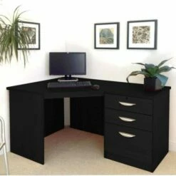 R White Home Office Corner Desk With Three Drawers -office furniture shop 1020800227 1