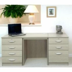 R White Home Office Furniture Desk Set With Double Drawers -office furniture shop 1020800232 1