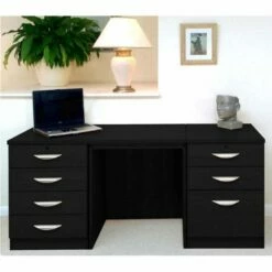 R White Home Office Furniture Desk Set With Double Drawers -office furniture shop 1020800233 1
