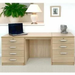 R White Home Office Furniture Desk Set With Double Drawers -office furniture shop 1020800234 1