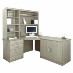R White Home Office Corner Desk Set With Overshelving -office furniture shop 1020800262