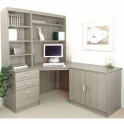 R White Home Office Corner Desk Set With Overshelving -office furniture shop 1020800262 1