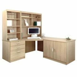 R White Home Office Corner Desk Set With Overshelving -office furniture shop 1020800264