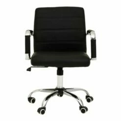 Premier Housewares Brent Black Leather Effect And Chrome Home Office Chair 8 Premier Housewares Brent Black Leather Effect And Chrome Home Office Chair -office furniture shop 1023000029 2