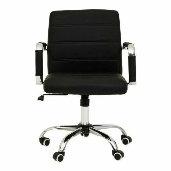 Premier Housewares Brent Black Leather Effect And Chrome Home Office Chair 4 Premier Housewares Brent Black Leather Effect And Chrome Home Office Chair - Image 2