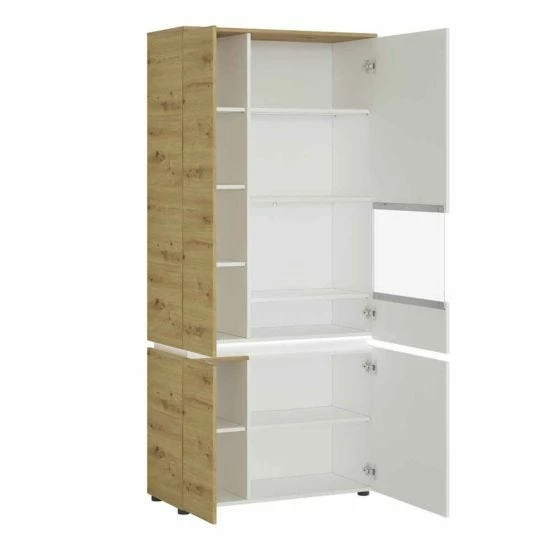 Luci 4 Door Tall Display Cabinet With LED Lighting White 3 Luci 4 Door Tall Display Cabinet With LED Lighting White
