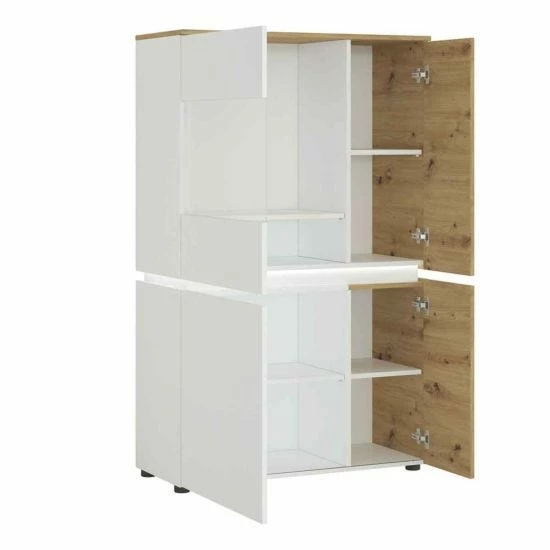 Luci 4 Door Low Display Cabinet With LED Lighting White 4 Luci 4 Door Low Display Cabinet With LED Lighting White - Image 2