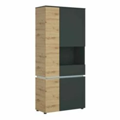 Luci 4 Door Tall Display Cabinet With LED Lighting Platinum