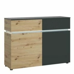 Luci 2 Door 2 Drawer Cabinet With LED Lighting Platinum