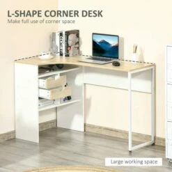L-Shaped Corner Computer Desk W/ Storage Shelf -office furniture shop 1029001009 4