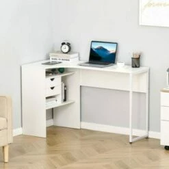 L-Shaped Corner Computer Desk W/ Storage Shelf