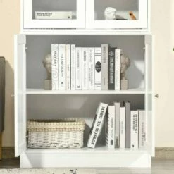 Modern Bookcase Display Cabinet W/ Doors And Adjustable Shelves 17 Modern Bookcase Display Cabinet W/ Doors And Adjustable Shelves -office furniture shop 1029001021 7