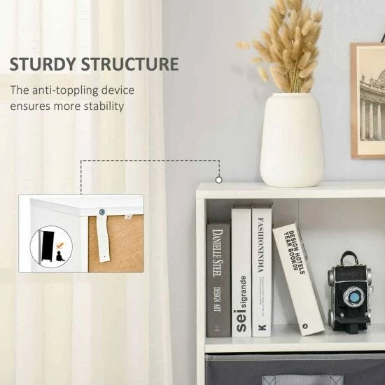 3 Tier Wooden Bookshelf Display Cabinet W/ Doors 5 3 Tier Wooden Bookshelf Display Cabinet W/ Doors - Image 3