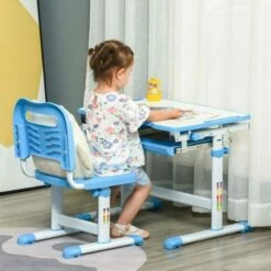 Kids Desk And Chair Set - Adjustable/Tiltable With Drawer Pen Slot And Hook
