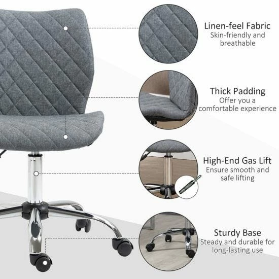Vinsetto 360 Degree Mid Back Swivel Office Chair With Wheels 8 Vinsetto 360 Degree Mid Back Swivel Office Chair With Wheels - Image 6