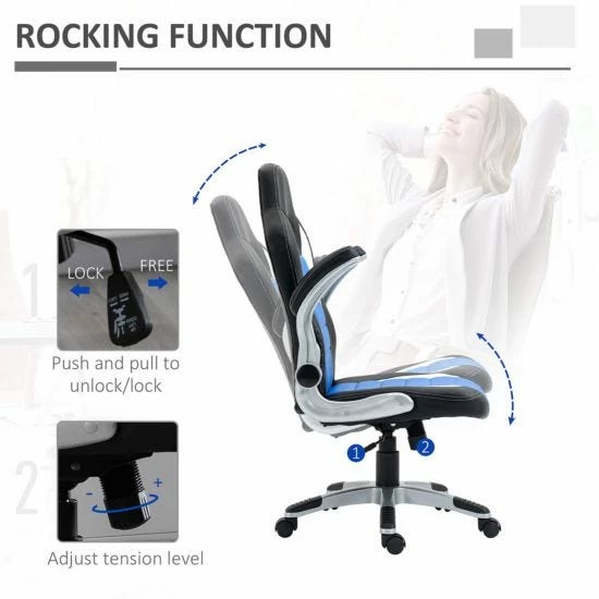 PU Leather Swivel Gaming Chair With Tilt Function 6 PU Leather Swivel Gaming Chair With Tilt Function - Image 4