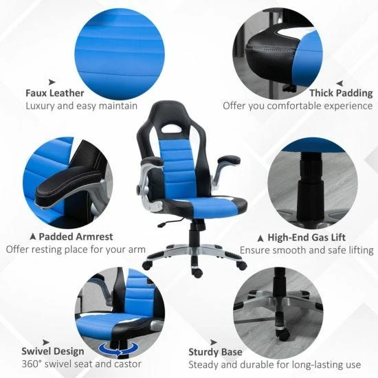 PU Leather Swivel Gaming Chair With Tilt Function 8 PU Leather Swivel Gaming Chair With Tilt Function - Image 6